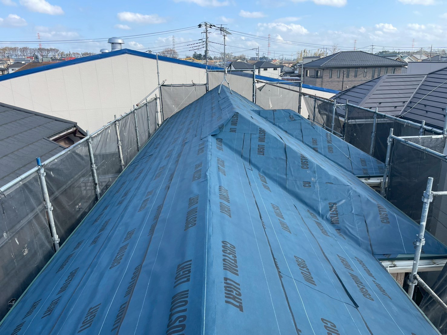 シワのない綺麗に施工されたルーフィング